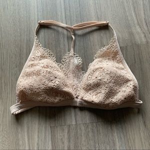 Body by Victoria Secret Nude Lace Triangle Bralette Racerback Front Closure